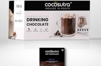 COCOSUTRA Drinking Chocolate Mix | Mocha | 20 Single-Serve Sachets (20g Each) | Vegan & Gluten Free | No Preservatives | Enjoy Hot or Cold | Ready in 2 Minutes | 400g