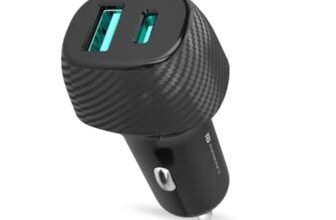 Portronics Car Power 6 51W Fast Car Charging Adapter with Dual Output Ports(PD Type C+ Mach USB-A) Compatible with iPhones, Android Smartphones, Tablets & More(Black)
