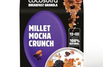 Cocosutra Millet Mocha Crunch Breakfast Granola – 300 g | High Protein Cereal with Oats, Nuts, Seeds and Dry Fruits | Lightly sweetened with Jaggery