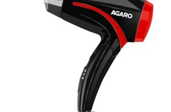 AGARO Hair Dryer with 1000 Watts Copper Motor, 2 Speed & Temperature Settings,Foldable Handle, For both Men & Women, Black & Red HD1177