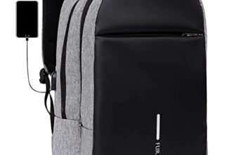 FUR JADEN Anti Theft Number Lock Backpack Bag with 15.6 Inch Laptop Compartment, USB Charging Port & Organizer Pocket for Men Women Boys Girls (Grey)