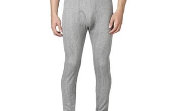 Dixcy Scott Originals Mens Slim Fit Mid Rise Solid Ankle Length Cotton Thermal Trousers (Grey Melange)-M
