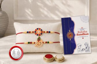 Designer Rakhi Combo Gift For Brother |Coin| Roli & Chawal | Greeting Card |K2_703+536 Assorted Rakhi, Chawal Roli Pack, Coins, Greeting Card Set by periapt(2Pcs Rakhi , Greeting Card , Silver Coin , Kanku Chokha)