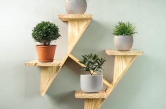 TrustBasket Floater Plant Stand | 4-Tier Wood Plant Stand for Home Decor | Plant Stands for Outdoor Balcony Wooden | Wooden Planter Stand for Living Room | Foldable Wooden Flower Stand