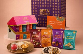 OPEN SECRET Rakhi Gift Hamper for Brother | 12 Cookies, 4 Flavoured Nuts, 2 Rakhis & Card Assorted Gift Box(Purple)