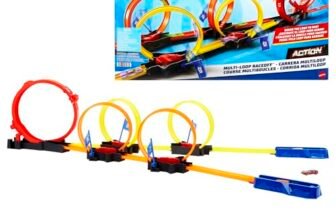 Hot Wheels® Multi-Loop Race Off™ Playset, with 1 Car, Knock Down Flags to Score Points & Break the Loop, Toy for Kids 4 to 10 Years Old​