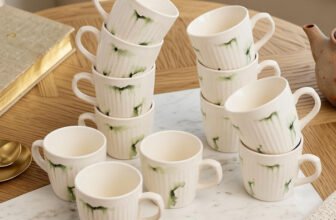 GALAXYCERAMICS Pack of 12 Ceramic(White, Green, Cup)