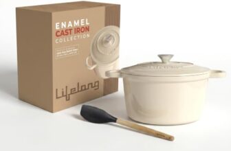 Lifelong Enamel Cast Iron Dutch Oven with Lid (5.6L, 28cm) | Oven, Gas & Induction Compatible | Slow Cooking, Even Heat Distribution, Nontoxic, Durable, Naturally Nonstick, No Stains & Scratch (Ivory)