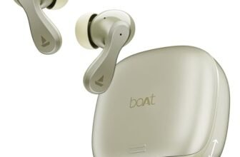 boAt Airdopes 313, 13mm Drivers, Glide Shell, 75H Battery, 4Mics ENx Tech, Stream Ad Free Music via App Support, Bluetooth Earbuds, TWS Ear Buds Wireless Earphones with mic (Gold Mist)
