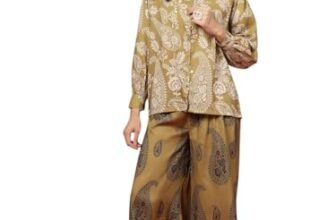 Stylum Women’s Green Paisley Print Rayon Kurti Palazzo Set