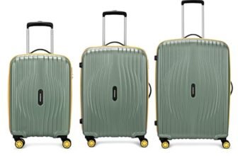 Aristocrat Vortex Plus | Set of 3 Trolley Bag, 55+65+75 Cm, Small+Medium+Large Hardside Luggage | 8 Wheels, Combination Lock | Polycarbonate | 3 Year International Warranty | Thyme Green