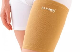 SAMSON Thigh Support – Compression Support for Pain Relief, Breathable, Anti-Slip (Pair, Small)