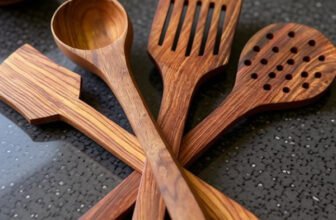 SRE Premium Non Chemical Wooden Spatula Non Stick Cooking Spoons Set of 4 Kitchen Tool Set(Brown, Spatula, Ladle, Cooking Spoon)