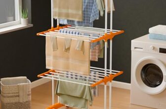Happer Premium Clothes Stand for Drying with Wheels | Portable | 3 Layer Rack for Balcony | Foldable Wings | 24 Hanger Rods | Anti Rust Steel Metal (Orange | Prince Jumbo)