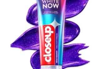 Closeup White Now purple color corrector toothpaste for Teeth Whitening | Reverses 1 Year of Yellow Stains to whiten teeth| Enamel safe & for daily use – 100g