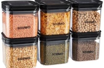 Amazon Brand – Solimo Airtight Plastic Storage Jar and Container Set-I | BPA Free | Multipurpose Storage | 750ml each, Set of 6 (Black)