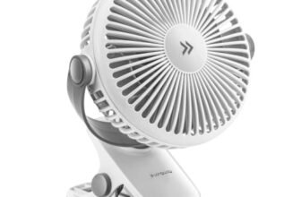 LONGWAY Clipzy Portable Rechargeable Clip Fan with 360° Rotation | 3 Speed Control | BLDC Motor | Type-C Charging | Silent Operation Table Fan for Home, Office & Travel | 1 Year Warranty (White)