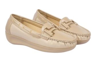 Shoetopia Upper Buckle Detailed Beige Loafers for Girls & Gilrs-EU36