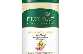 Biotique Ubtan & Collagen Face Wash for Tan Removal & Enhancing Skin Complexion – Gentle Exfoliation, Dead Skin Cell Removal| For Men & Women – 25ml