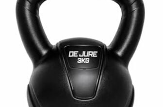 De Jure Fitness PVC Kettlebell 3kg for Men & Women, Strength & Cardio Training, Soft Grip, Crushed Concrete Filled, Full Body Workout Equipment for Home & Gym (Black)