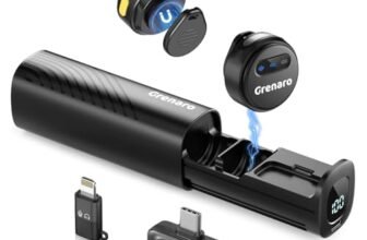 GRENARO Wireless Mic for YouTube, 3-Level Noise Reduction Wireless Microphone, Magnetic Mini Mic Wireless with 40H Charging Case for Recording and Live Stream, Support Android & iOS