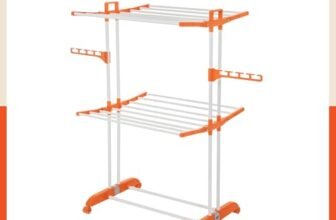 Bathla 2 Level Modular Cloth Drying Stand with Wheels – Rustproof Portable Steel Laundry Rack (Orange – Medium) – Clothes Dryer for Balcony, Indoor & Outdoor Use