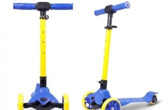 STREETJAM Komiks Kids Kick Scooter for 3–12 Years, Tilt & Turn Safety Lock (1st Time in India), BIS Approved, Lean-to-Steer, Wide Deck, Adjustable Height, Up to 35 kg Load (Blue with Golden Yellow)
