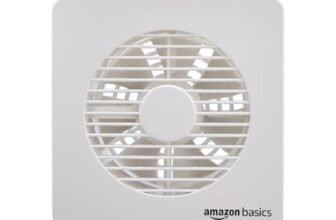 Amazon Basics Axial 6” Fan | 22W | 7 Blades | 135 mm Sweep | 7.5 dB Low Noise | Window Mount | Wall Switch Control | White Plastic Body