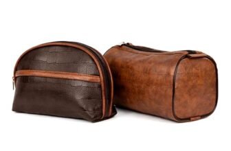 SNDIA 2-Set PU Leather Toiletry Travel Bags for Men and Women