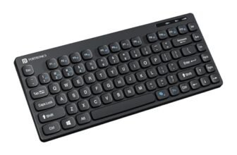 Portronics Bubble Multimedia Wireless Keyboard 2.4 GHz & Bluetooth 5.0 Connectivity, Noiseless Experience, Compact Size for iOS iPad Air, Pro, Mini, Android, Windows Tablets PC Smartphone(Black)