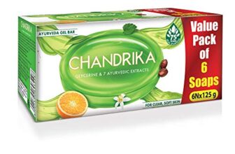 Chandrika Glycerine Ayurveda Gel Bar| Glycerine Bath Soap with Jojoba Oil for Moisturized Skin| For All Skin Types| 125g (Pack of 6)