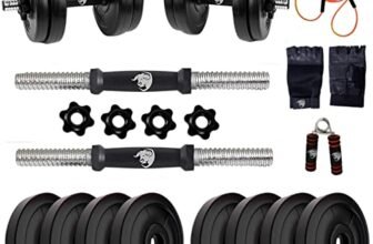 BULLAR Adjustable Dumbbells Set 8 Kg to 20 Kg with Pair of Dumbbell Rods and PVC Weight Plates with Gym Accessories (20 kg)