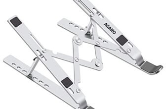 AGARO Foldable Laptop Stand, 7 Adjustable Levels, Non Slip Silicone Pads, Aluminium Built, Laptop, Tablet, Books LS1821, Silver
