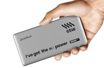 Stuffcool Major Ultra 65W PD Super Fast USB Charging 20000Mah Laptop Powerbank Supports Super Fast Charging 2.0, Charges Macbooks, Laptops, Dslrs and Gaming Console, Silver