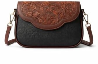 HaveGlam Floral Embossed Crossbody Sling Bag Small Shoulder Handbag for Daily Use Travel & Shopping Phone Purse with Adjustable Strap Lightweight Trendy Bag for Ladies & Girls (Black)