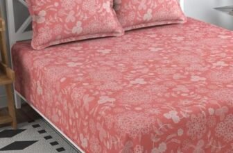 BSB HOME® 200 TC 100% Cotton Feel Bedsheet for Double Bed with Two King Size Pillow Covers Soft/Breathable Wrinkel Free – 90×100 Inches – (Multicolour, Light Pink)