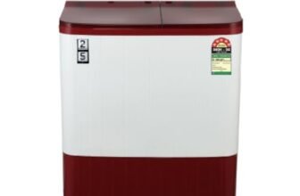 Midea 6.5kg Semi Automatic Top Load Washing Machine, Dual Wave Pulsator, Heavy Duty Motor, 1350 RPM High-Speed Spin, Collar Scrubber, Top Load Washer (MWMSA065PDX (MW), Maroon-White)