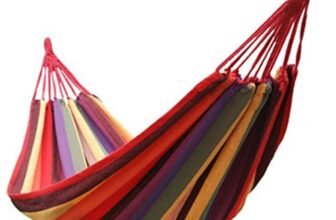 Inditradition Cotton Striped Foldable Hammock (for Single Person) / Hanging Bed for Camping & Outdoor Activities (197 CM x 80 CM) – Multicolor