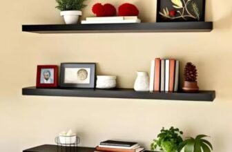 Modern Floating Wall Shelves Set of 3 – Black Wooden Display Shelves for Living Room, Bedroom, Kitchen & Office | Wall Mounted Storage Rack for Books, Plants, Decor & Photos