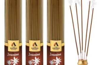 The Aroma Factory Organic Jasmine Agarbatti for Pooja,100% Herbal Fragrance Agarbathi, 0% Sulphates (Bottle Pack of 3x100g)