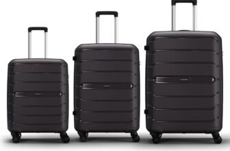 Aristocrat Liberty 8 Wheel Set of 3 Large Size (Check-in), Medium Size (Check-in) & Cabin (Small Size) Hard Case Trolley Bags, Lightweight Polypropylene Luggage, 3-Yr Global Warranty, Saddle Brown