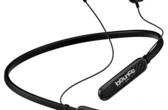 Bouncefit Sonic 144 Bluetooth Wireless Neckband, 35H Continuous Playback Battery, Deep Bass, Stereo Sound, HD Calls, Type C Fast Charging, Rich Audio, Earbuds with Mic Earphones (Black)