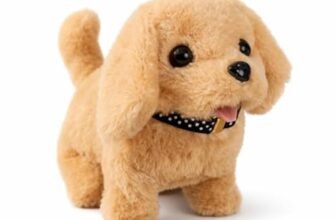 Battery Operated Walking and Barking Dog Toy for Kids, Backflip Puppy with Soft Plush Fur, Wagging Tail and Realistic Movement, Interactive Electronic Pet Gift for Children