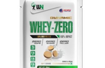 WN World Nutrition Dynamic Whey-Zero | Whey Protein Powder with 25g Protein, 5.5g BCAA & 5g Glutamine | For Muscle Growth, Workout Recovery & Strength Support | Cookies & Cream – 34g (Single Serving)