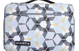 Protecta Oscar Waterproof 13 Inch Laptop Bag for Men & Women Ideal for Office & College Compatible With Macbook Air M1 A2337 and Macbook Pro A2338 & Other Slim 13″ Laptops – (Compass Print)