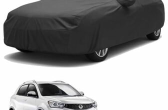 Sulfar 100% Water Resistant Car Body Cover Compatible with Mirror for SsangYong Korando (Triple Stitched, Full Bottom Elastic, Dark Grey)