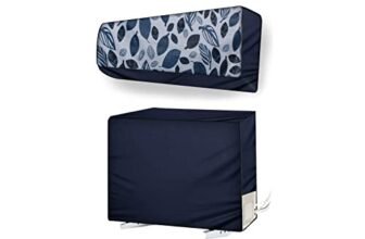 ANPRO Split Ac Cover With Indoor and Outdoor Unit for 1.5 Ton Capacity Water Resistance & DustProof (Blue Leaf)