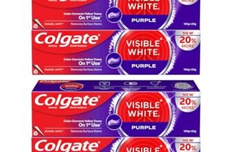 Colgate Visible White Purple Toothpaste Color-Corrects Yellow Tones on 1st Use Removes Surface Stains Enamel Safe (480g) (Pack of 2 x 240g)