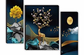 SAF paintings Unique 3D Print Deer Nature Modern Art MDF Framed Painting (SANFJM31040, Multicolour, 12 inch x 18 inch, Set of 3)