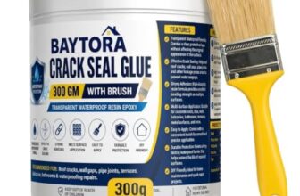 BAYTORA Waterproof Glue for Leakage Strong & Transparent Water Proof Glue Plus Brush Epoxy Resin for Water Proofing for Indoor & Outdoor Crack Seal Agent Roof Water Leakage Glue Adhesive Sealant 300gm